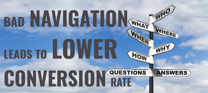bad site navigation leads to lower conversion rate